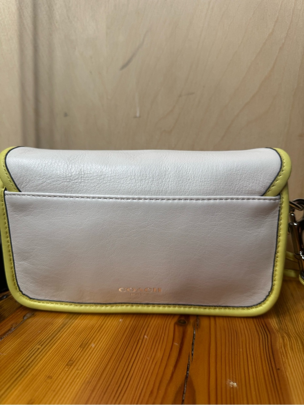 Coach White and Yellow Leather Crossbody with Tassel - Picture 5 of 14
